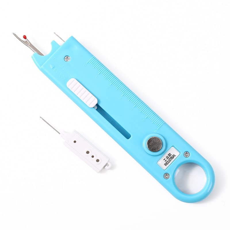 Multi-Functional Seam Ripper with Magnifying Glass and Magnetic Quick Threader, Industrial Flat Sewing Machine Accessory