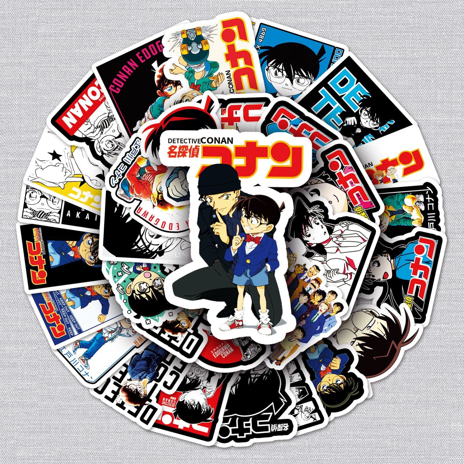 Graffiti Stickers for Laptop Skateboard Car Guitar Decoration 50 Pcs Detective Conan Anime Decals Durable Colorful Body Stickers