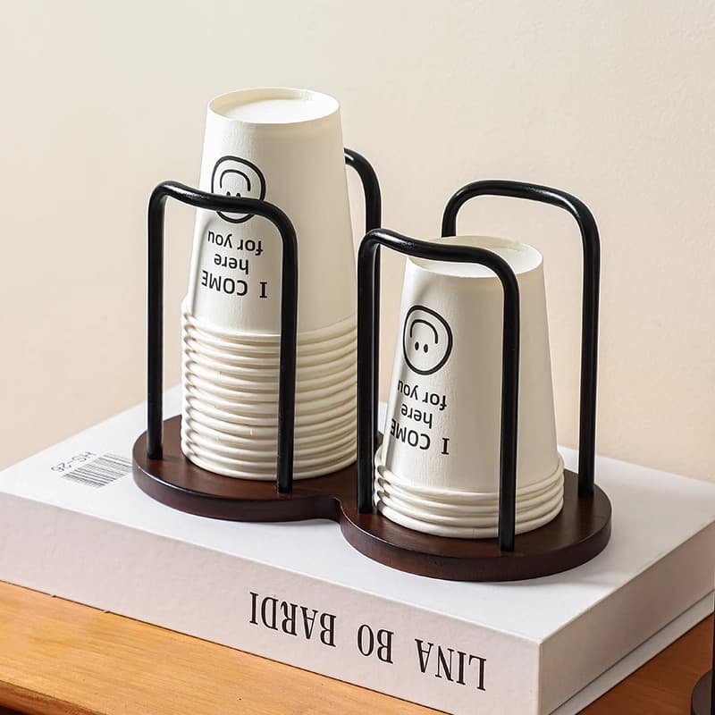 Aesthetic Paper Cup Holder and Disposable Cup Dispenser, Coffee/Tea Cup Storage for Tabletop or Tea Table
