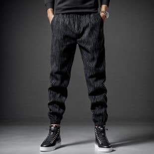 Trendy Plus Size Men's Spring/Summer New Fashion Casual Ankle-Length Pants American Street Style Loose Drawstring Joggers