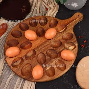 Acacia Wood Cutting Board, Japanese-Style Kitchen Egg Storage Tray, Household Acacia Wood Double-Sided Chopping Board, Solid Wood Egg Holder