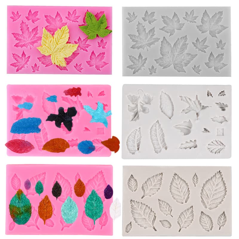DIY Leaf Fondant Cake Baking Liquid Silicone Mold Collection of Various Leaf and Maple Leaf Silicone Molds