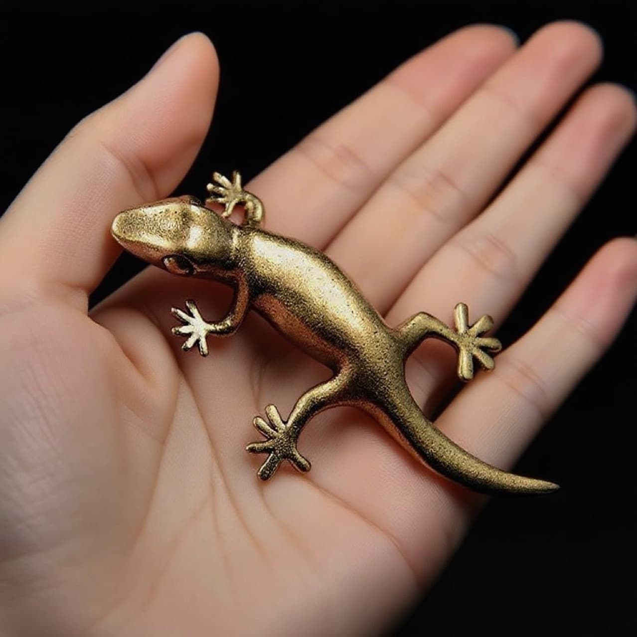 Cross-border TEMU Best-seller: Pure Brass Retro Style Gecko Statue, Desktop Home Decor Craft Wholesale