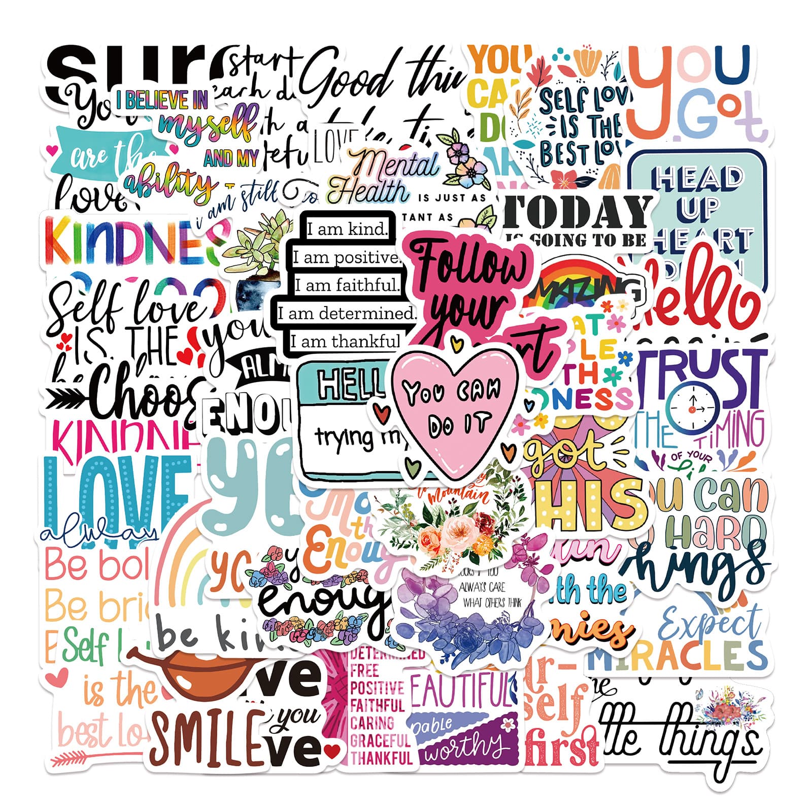 52 Amazon Popular Inspirational English Graffiti Stickers Decorative Luggage Notebook Waterproof Stickers Wholesale Available