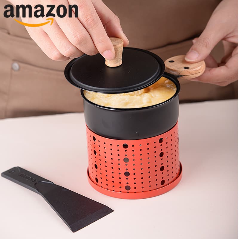 Portable Cheese Oven Mini Coffee Oven Non-stick Baking Pan with Candle Holder Set - New Butter Cheese Grilling Pan