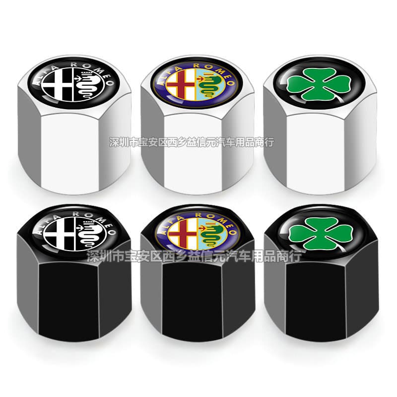 Alfa Romeo Lucky Four-Leaf Clover Tire Valve Stem Caps for Modification