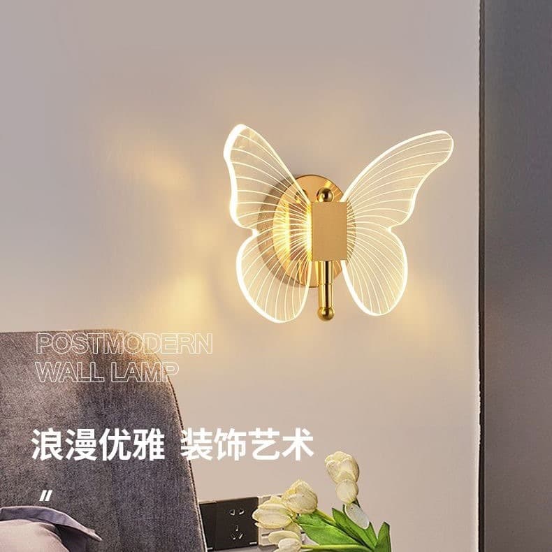 Cross-border butterfly wall lamp living room background wall aisle corridor lamp led modern simple light luxury bedroom bedside wall lamp
