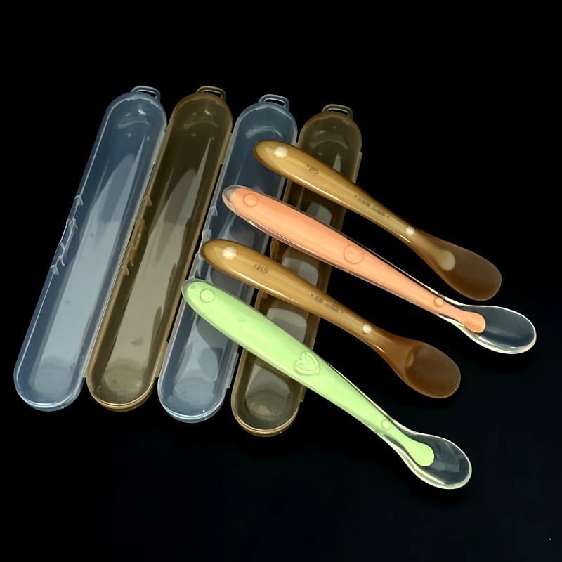 Spoon Case Empty Box for Baby Single Spoon Storage, Portable Silicone Spoon Holder for Outings, Children's Tableware