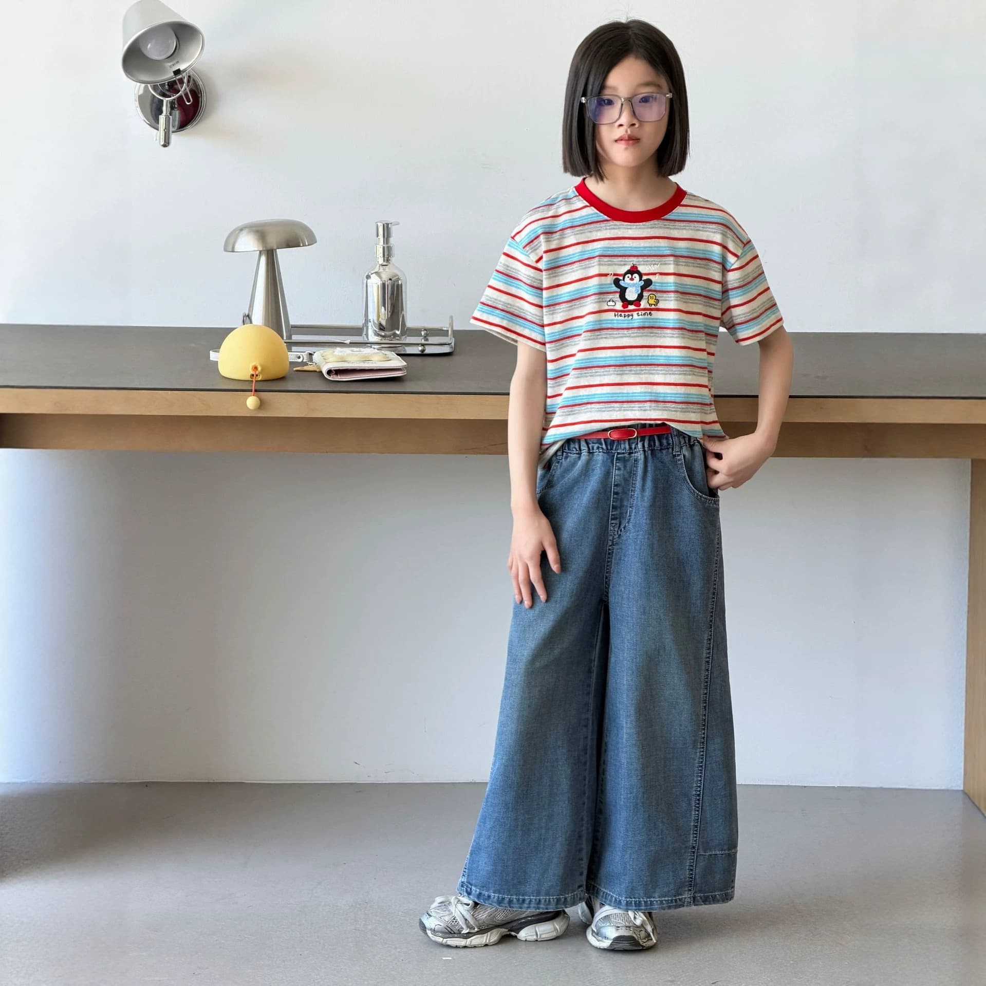 Misanmi Children's Day Girl's Pants Summer Fashionable Thin Straight Wide Leg Jeans Long Pants Custom