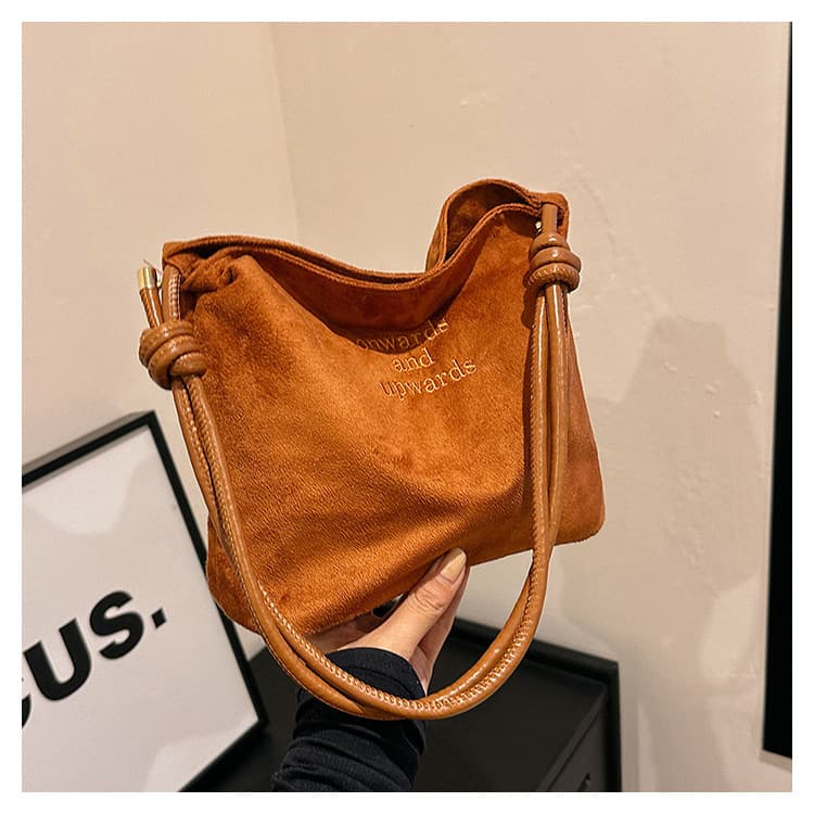 Suede Leather Casual Large Capacity Simple 2024 Spring Fashion Casual Solid Color Personality Trendy Fashion Tote Bag