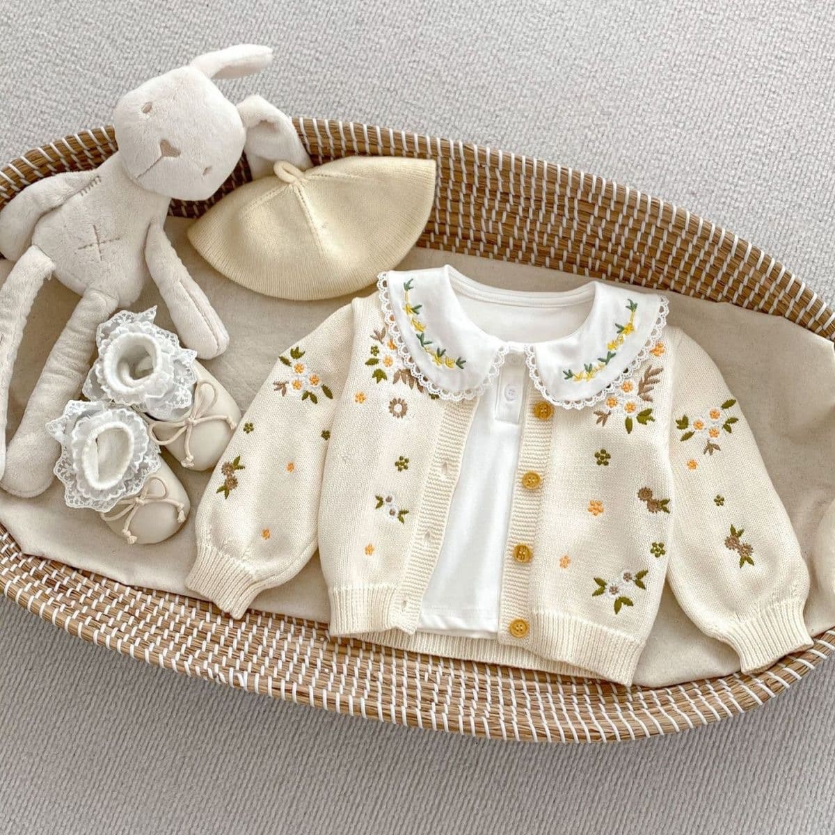Baby coat spring and autumn outing knitted sweater autumn suit baby girl cardigan small month old infant autumn and winter