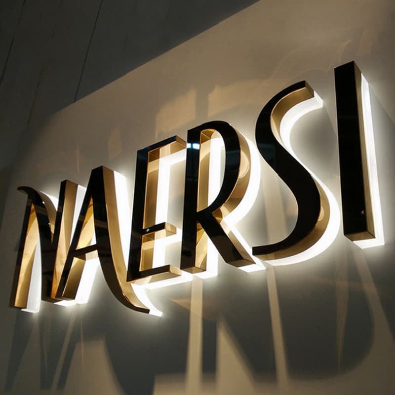 Outdoor stainless steel backlit sign letters for storefront advertising, mini illuminated letters, logo signs, acrylic luminous letters