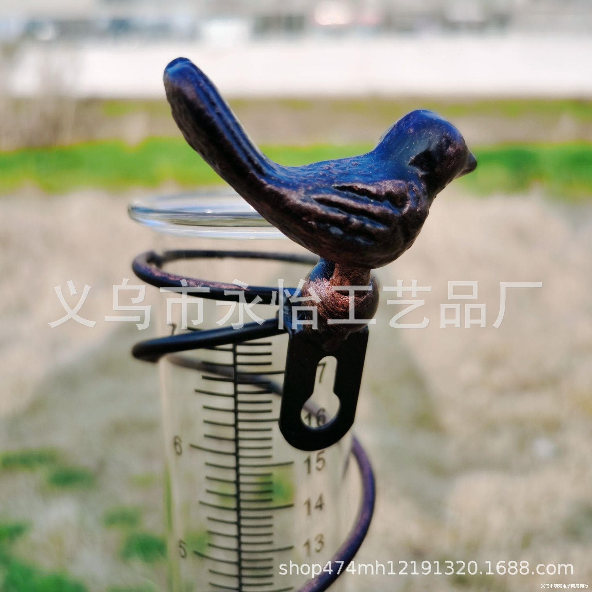 Wrought iron rain gauge, rainwater measuring device, outdoor rainwater measuring cylinder, garden decoration rain gauge, simple rain gauge