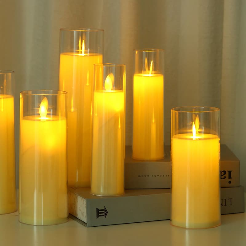 Acrylic Glass Electronic Candle Birthday Party Gathering Candle Lamp Romantic Atmosphere Light Christmas Halloween Candle