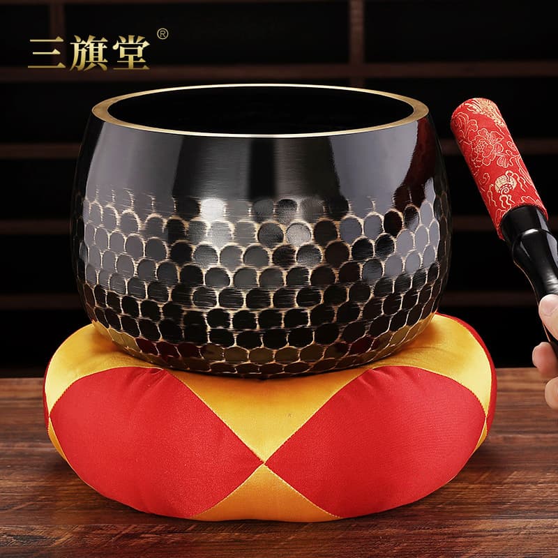 Taiwan Scale-patterned Copper Qing, Brass Ritual Implements, Buddhist Singing Bowls, Meditation Bowls for Spiritual Practice