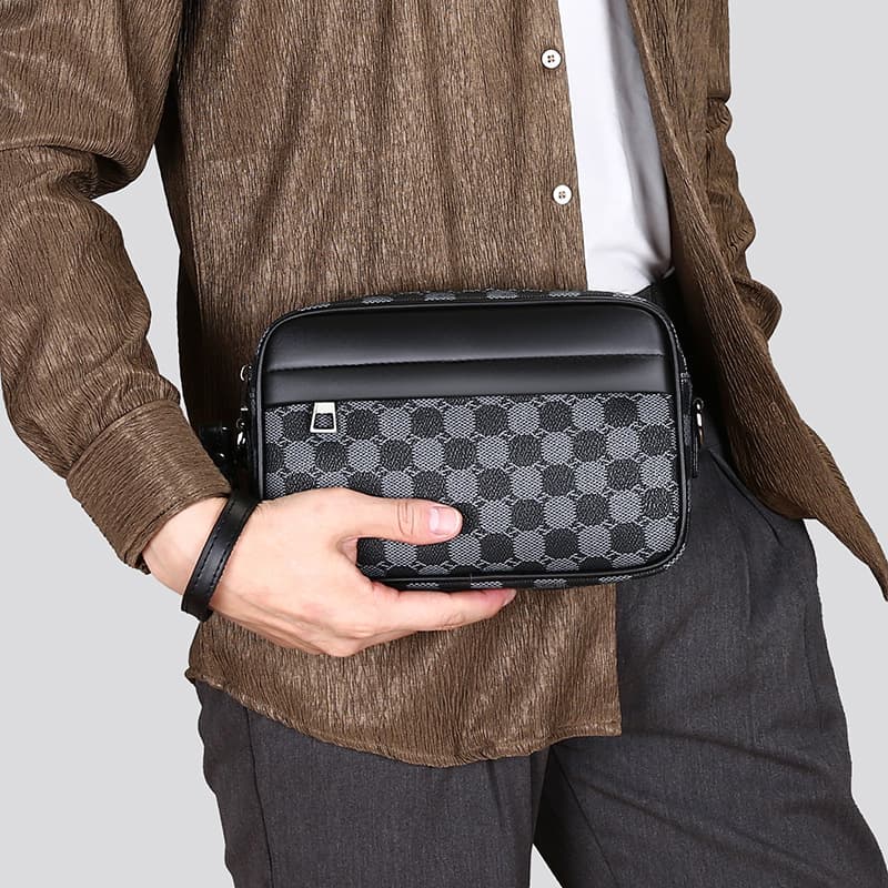 New Cross-Border Trendy Men's Backpack Shoulder Crossbody Bag Fashionable Textured Casual Stylish Printed Small Square Bag