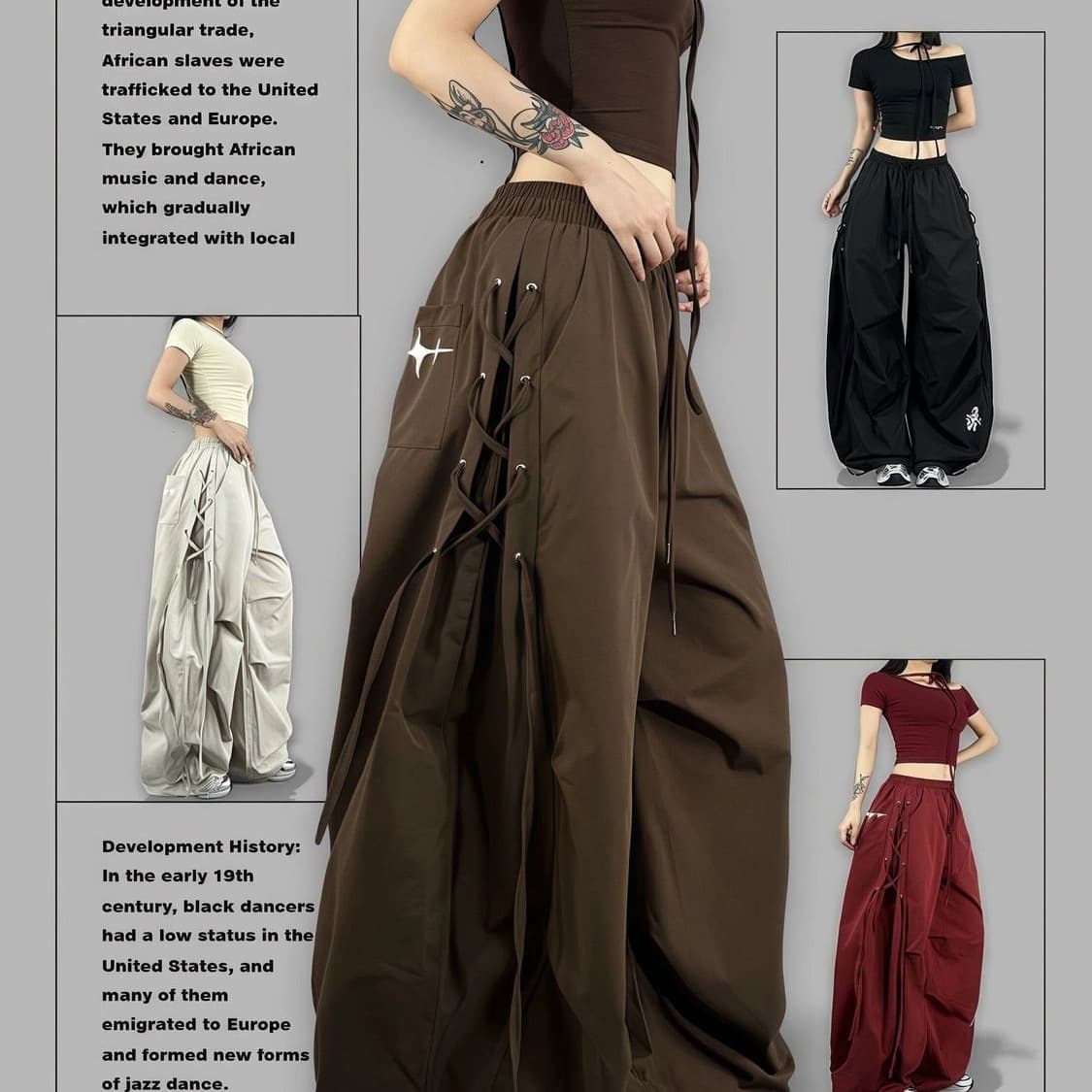 American Style 2026 Summer Thin Quick-Dry Cargo Pants for Women, Plus Size Loose Wide-Leg Pants, Jazz Dance Casual Sport Pants