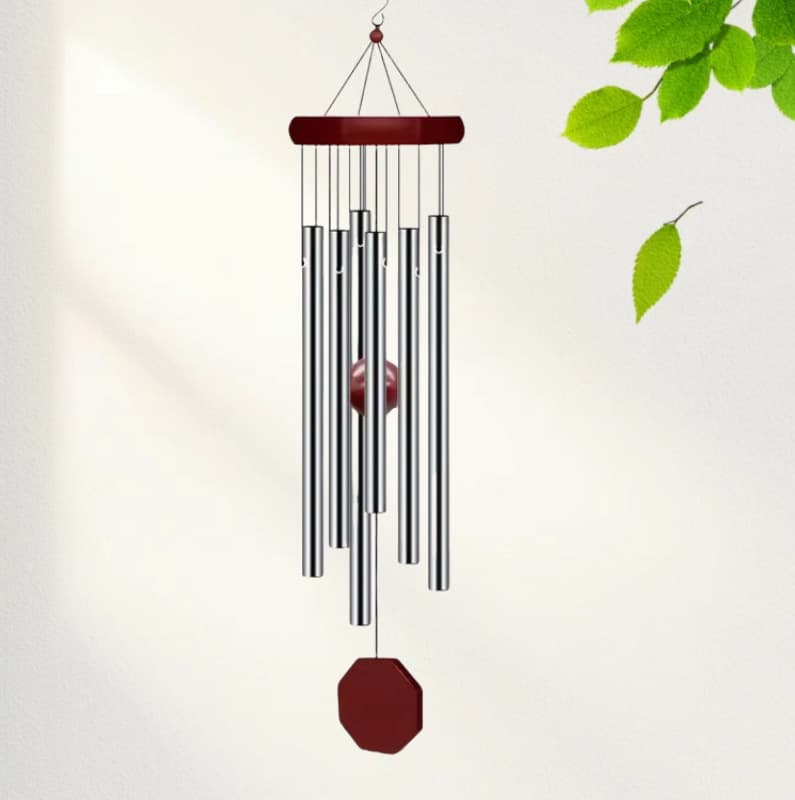 Yiwu factory cross-border exclusive wind chime, step-by-step promotion, 6-tube metal red solid wood wind chime, outdoor decoration wholesale