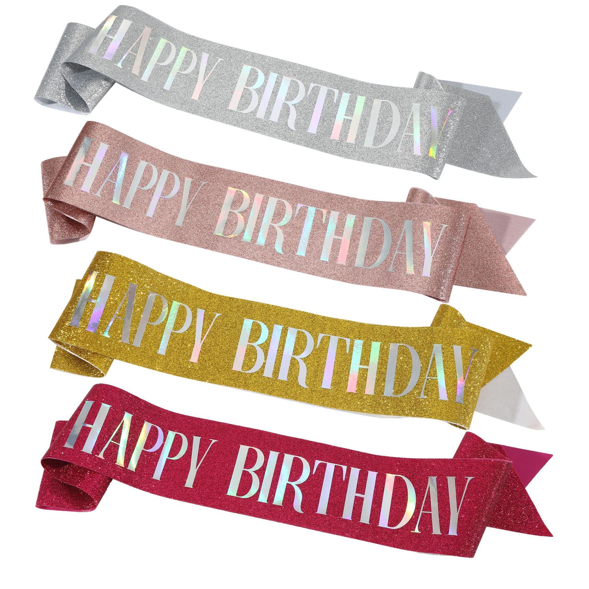 New Birthday Glitter Sash Ribbon Set Happy Birthday Hair Accessory Party Decoration Sequin Fabric