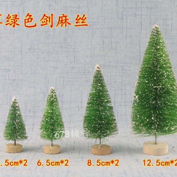 Cross-border Bagged Mini Christmas Tree with Sisal, Gold/Silver/Blue/Green/White/Pink Snowy Pine, Desktop Decor