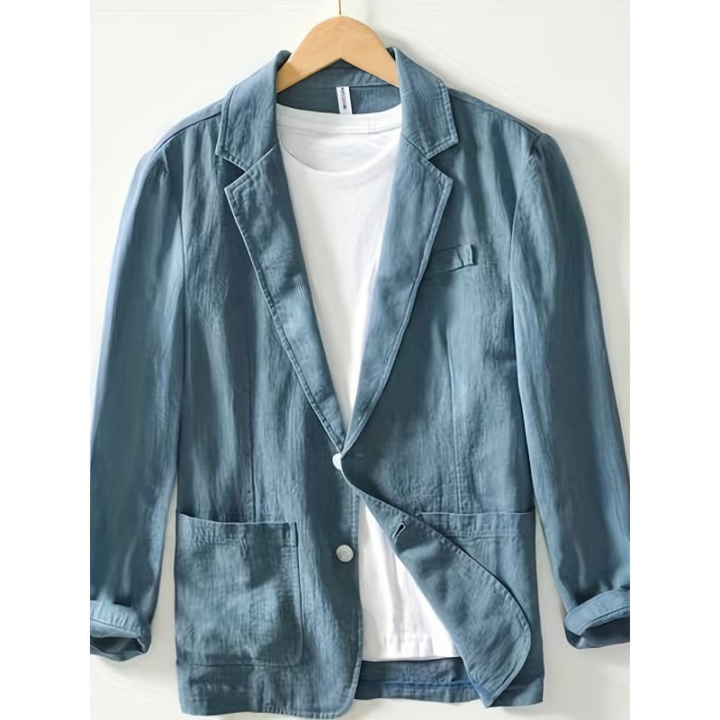 Cross-Border Men's Clothing Amazon Popular Men's Casual Suit Single-Layer Jacket Solid Color Cotton and Linen Casual Fashion Men's Tops