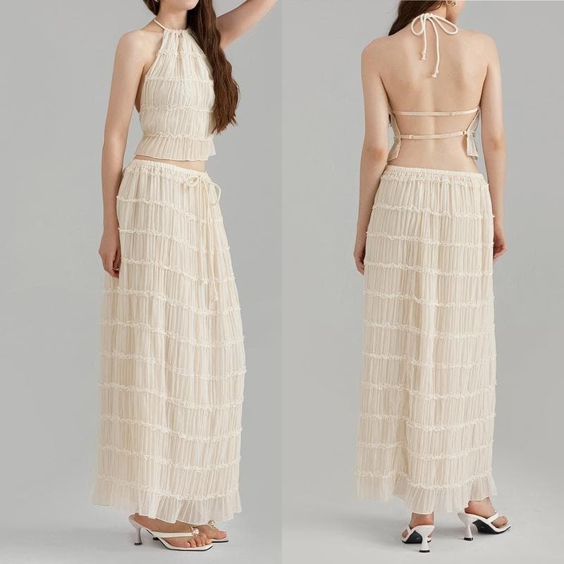 H 83170 Ruched Halter Two-Piece Summer Set