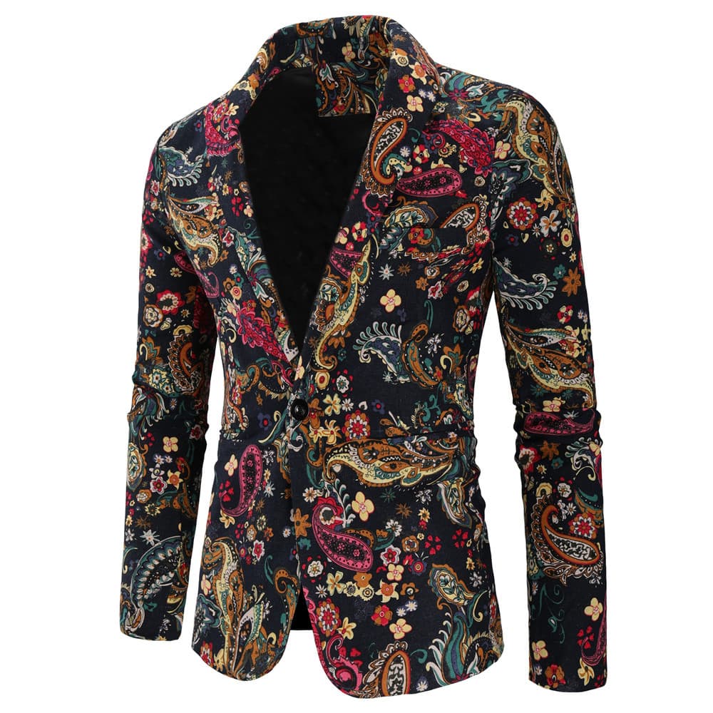 Cross-border new men's casual slim single-piece suit cashew print large size suit jacket foreign trade men's clothing wholesale