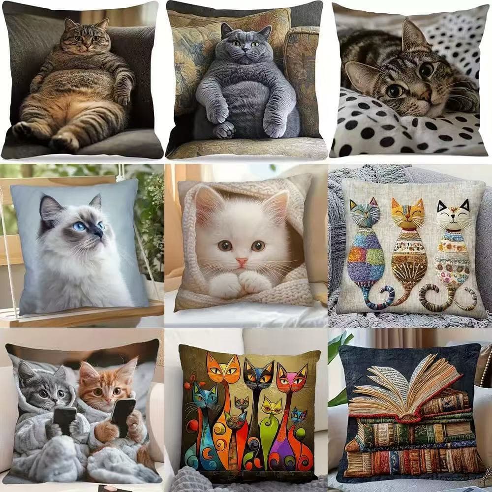Realistic Cat Cushion Cover Cute Pet Small Animal Digital Print Sofa Cushion Cover No Pillow Core Pillow Cover