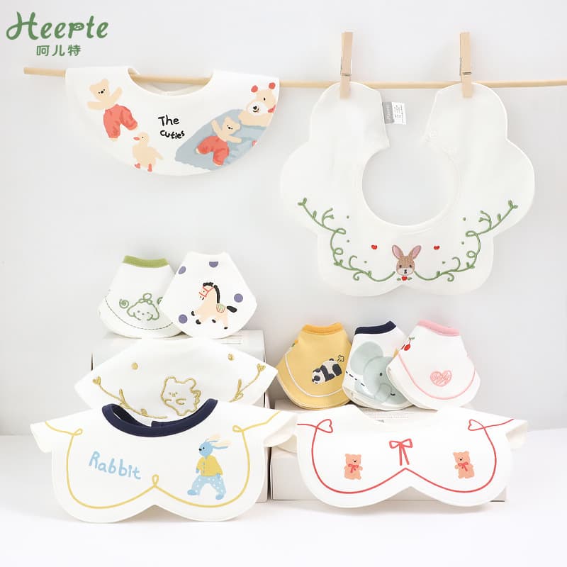 Heerte Baby Bibs Waterproof Round Bibs Newborn 3-pack saliva towels children's bibs eating pockets
