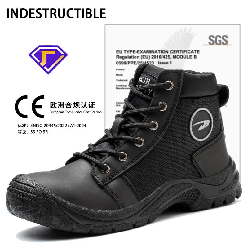 Men's Breathable Wear-resistant Leather Work Safety Shoes Steel Toe Cap Construction Site Anti-fall Waterproof Protective Boots