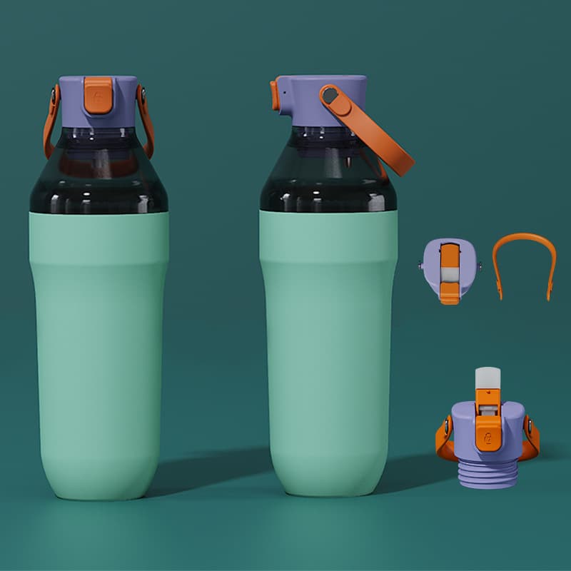 New 2-in-1 Combo Handle Sports Water Bottle - Exclusive Private Mold - Cross-Border New Product SK Middle Lid Pop-Up Straw Cup