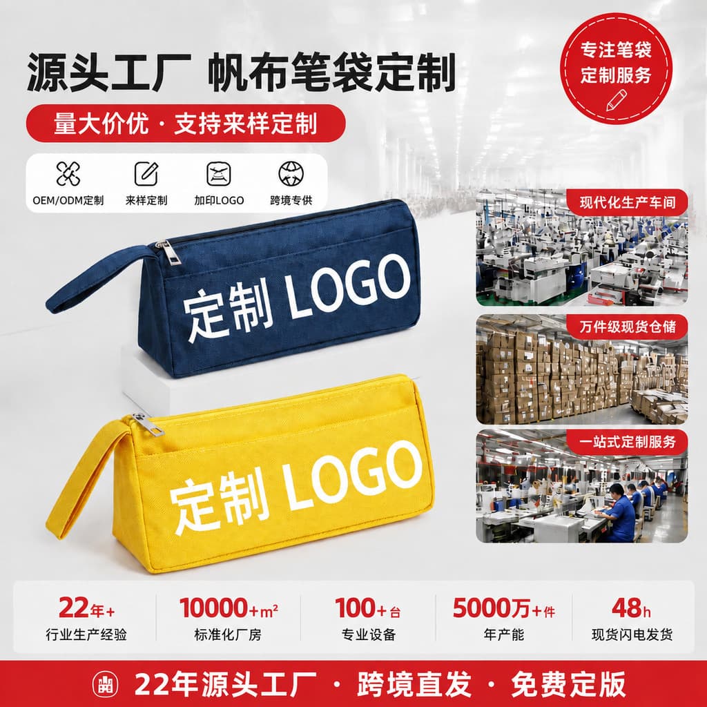 Large-capacity pencil case for elementary students, custom ins-style dirt-resistant boys' pencil box girls' stationery case with logo printing, middle school