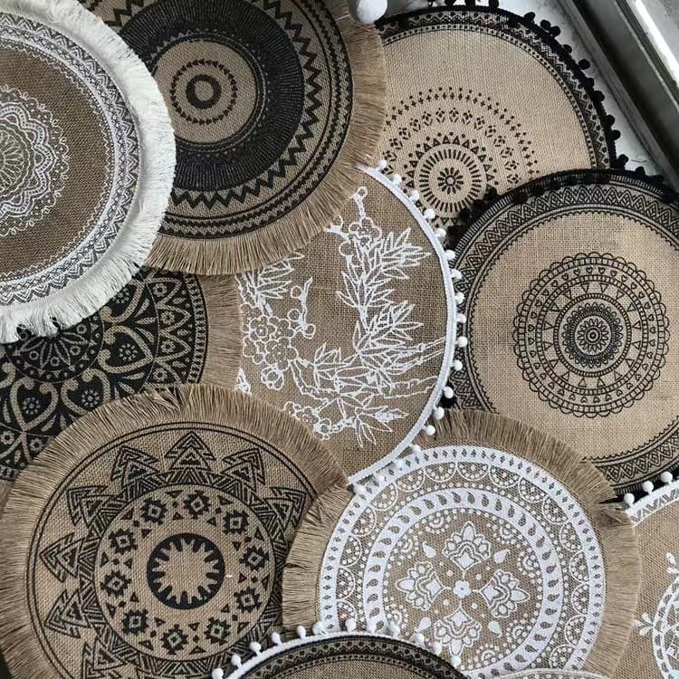 Bohemian Style Retro Table Mats! Ins-style Handwoven Jute Placemats, Diameter, Chaozhou, Others, No C^