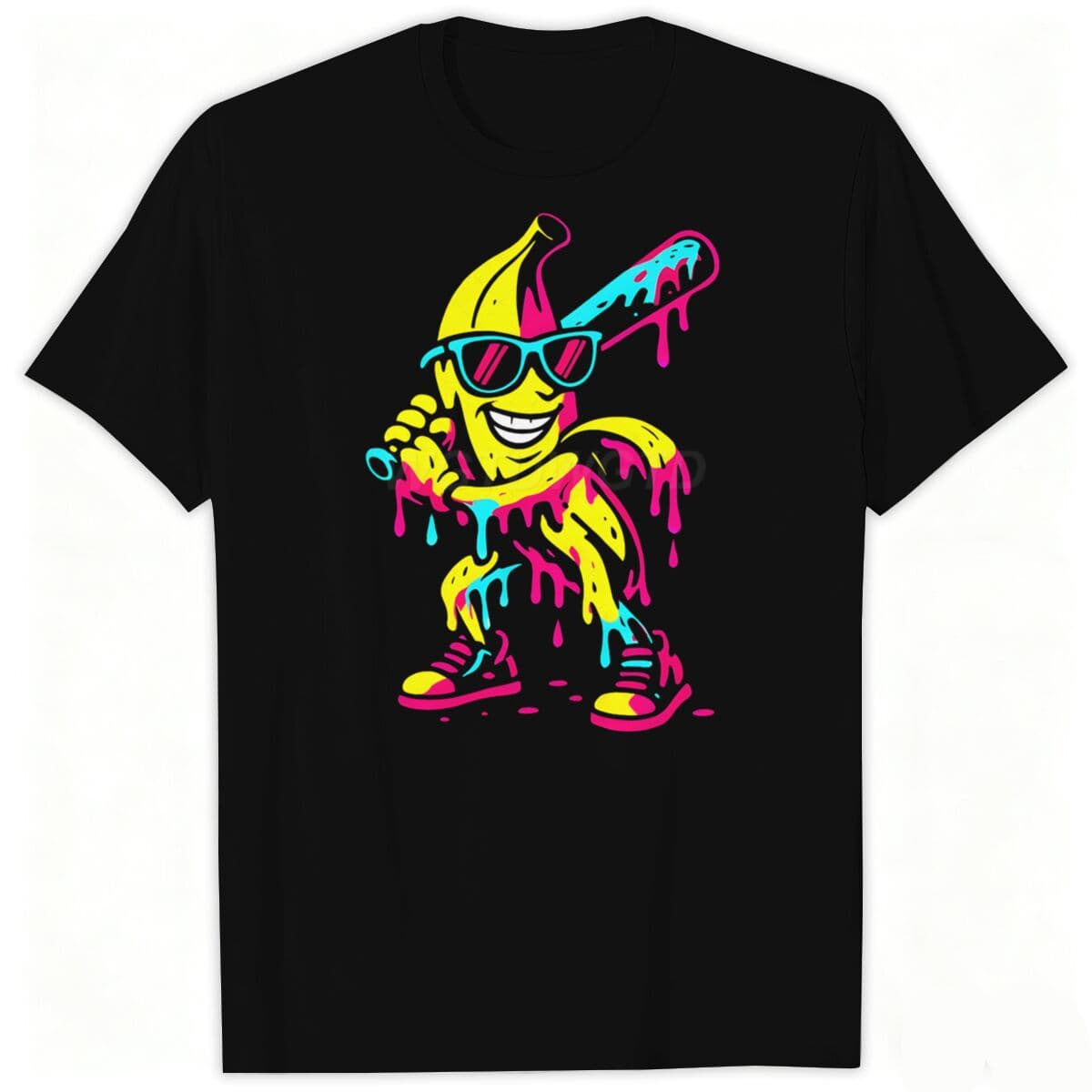 Banana Baseball Fun Print Loose T-Shirt Short Sleeve European and American Cross-Border Casual Round Neck Top