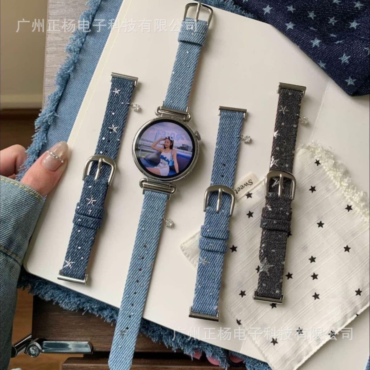 For Huawei GT6/5 Watch Band Slim Waist Star Denim Pendant Women FIT3/4 Pro Watch Band Factory In Stock