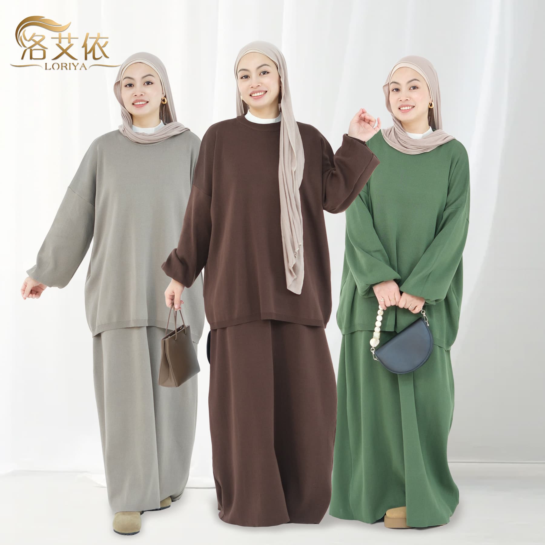Loriya 2024 Fall/Winter Thick Knit Set Solid Color Multi-Color Two-Piece LR928