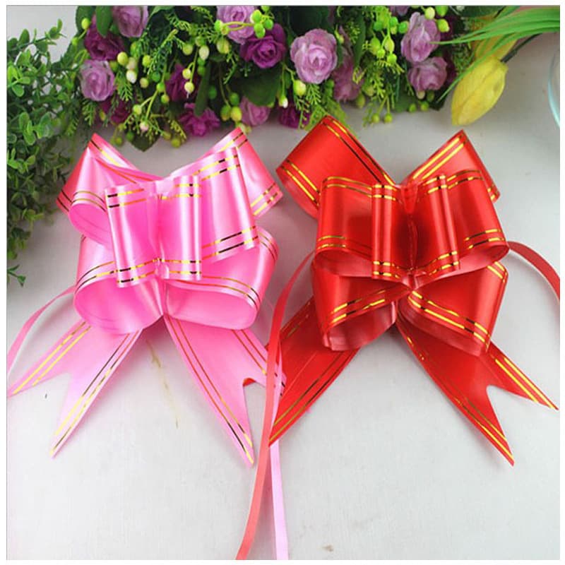Factory wholesale wedding car decoration hand ribbons, 5cm large size, bow gift wrapping car door handle decorations