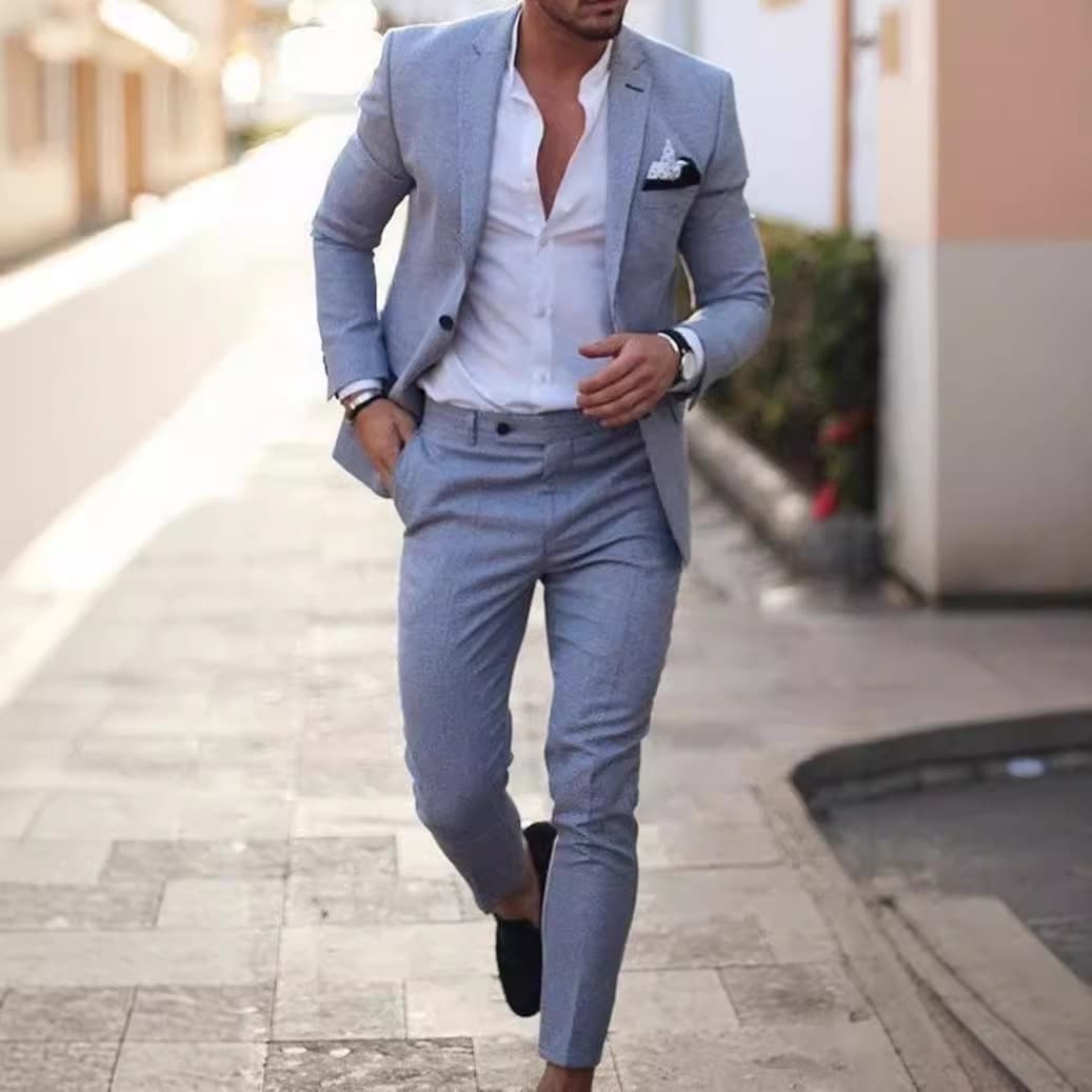 High-End Simple Slim Fit Casual 2024 Autumn Fashion Button Suit Two-Piece Set WL008+MR7