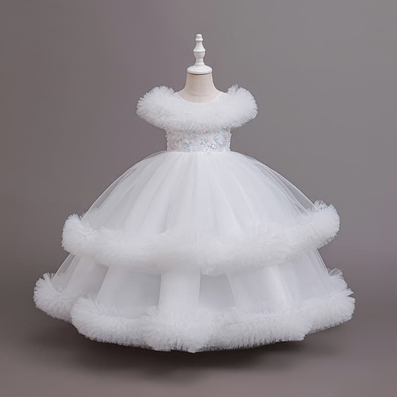 Cross-border Girls Birthday First Birthday Flower Girl Dress Toddler Tutu Princess Dress Children Stage Performance Costume Wholesale