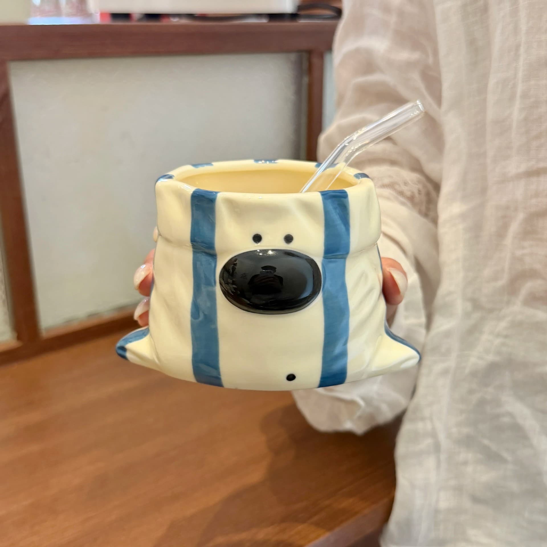 Cute Puppy Mug High-Quality Ceramic Cup with Straw for Home Use Coffee Cup Gift for Women Birthday Present