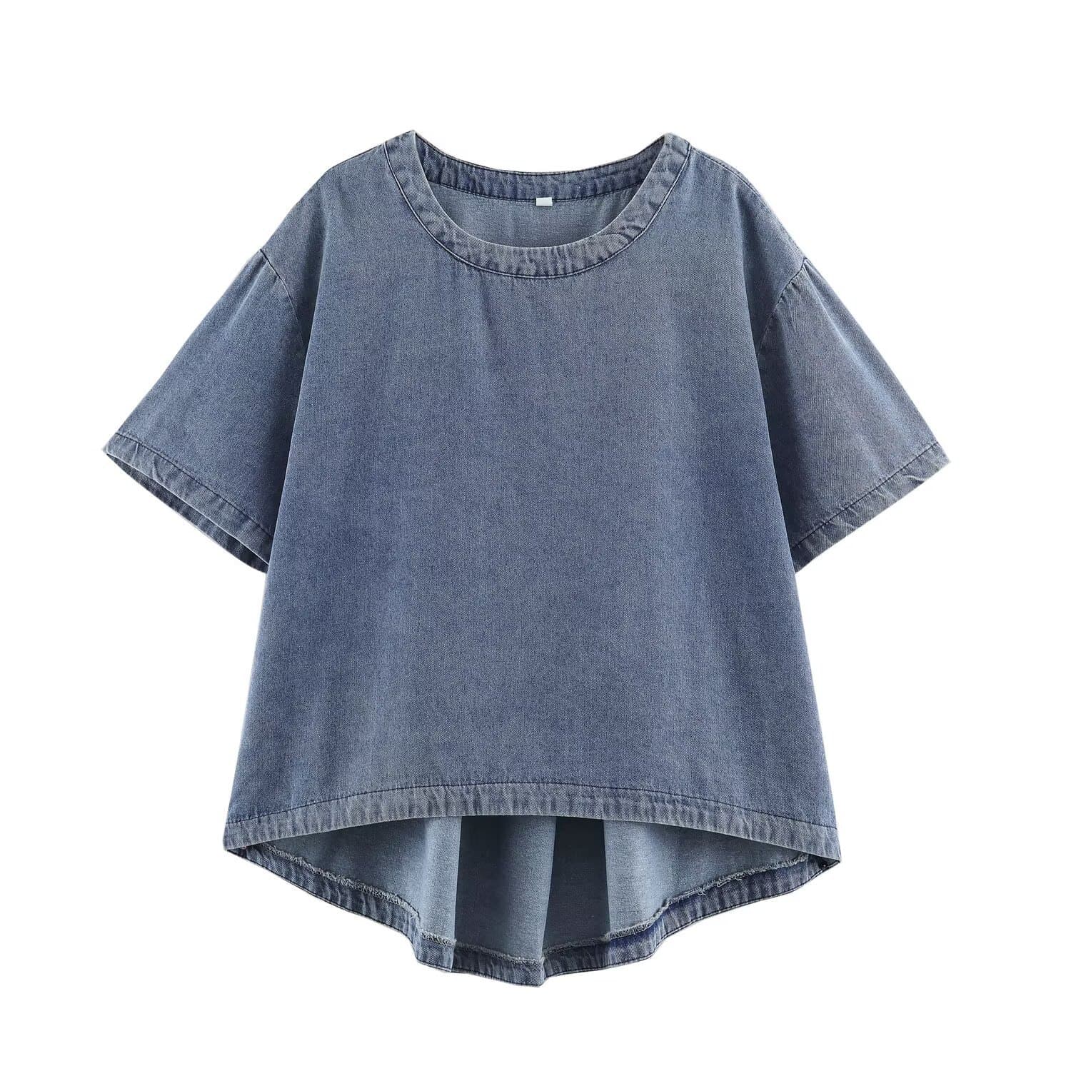 ZA cross-border foreign trade European and American style women's clothing 2026 summer new slim denim blue hemmed loose trousers suit