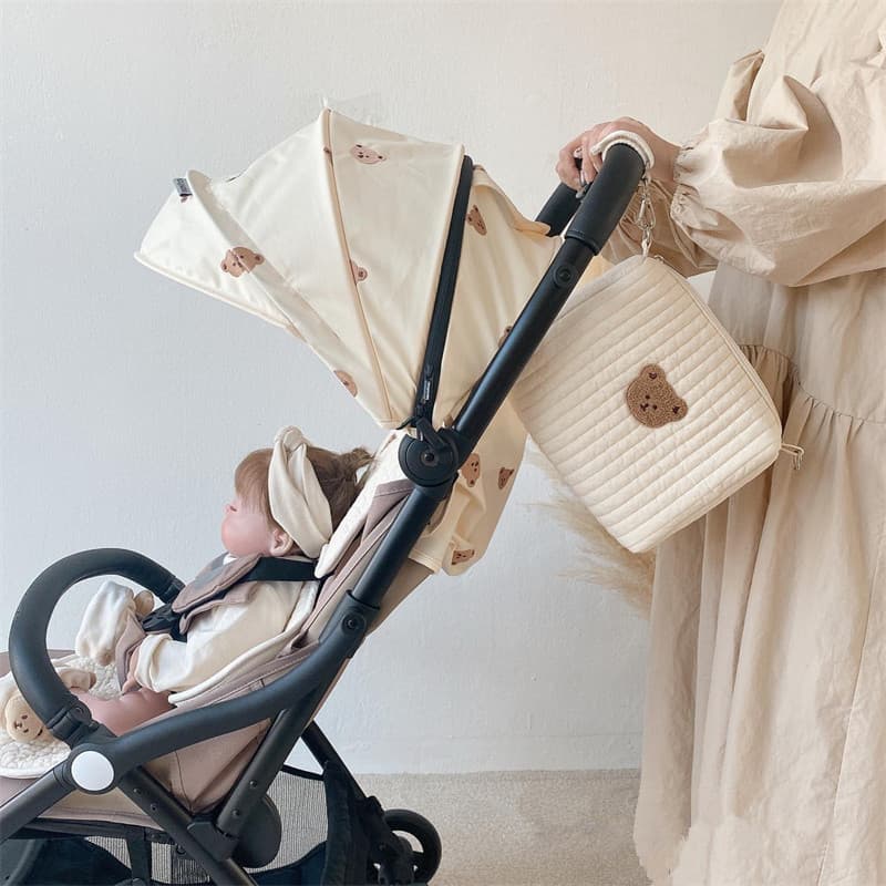 ins zipper embroidered cotton mommy bag baby stroller storage hanging bag diaper bottle organizer bag mother and baby bag