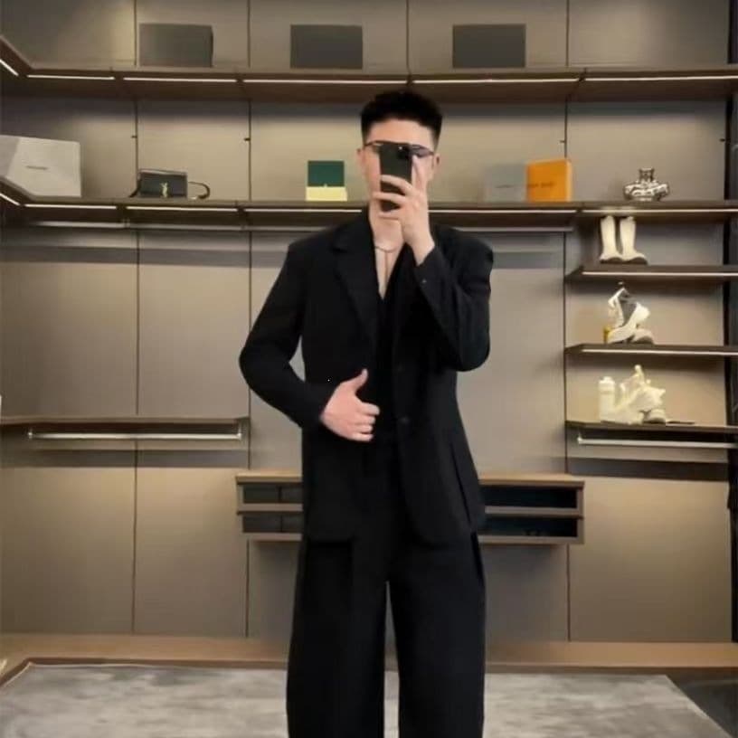 Summer Loose Draped Suit Set for Trendy Men, Sun-Protection Casual Blazer Two-Piece Set, Lightweight Fashion Blazer