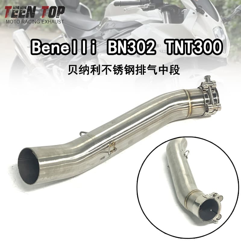 Straight-Through Stainless Steel Exhaust Mid-Pipe for Benelli Huanglong 300 BN302 TNT300, No Modifications Needed