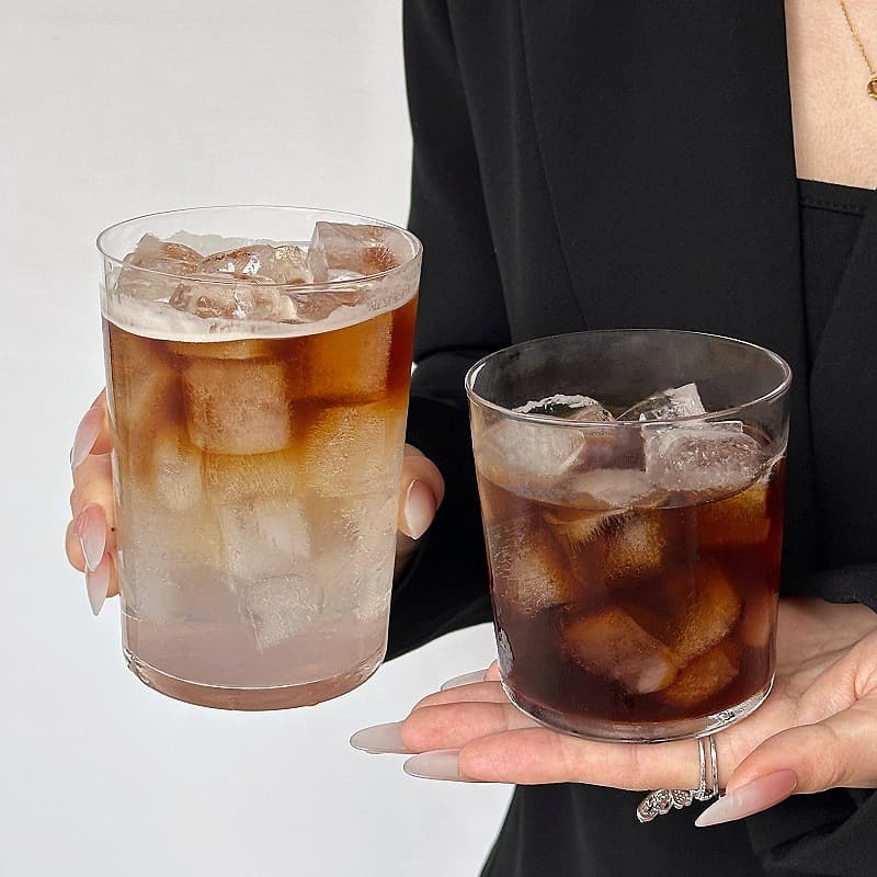 Coffee Shop Transparent Glass Simple Water Cup Ice Latte Straight Coffee Cup Drink Cup Juice Cup Cold Drink Cup