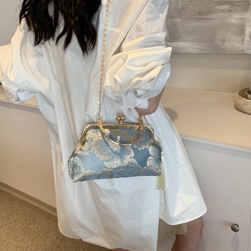 New Chinese Style Textured Qipao Bag for Women, Chinese Style Elegant and Sophisticated Pattern Handbag, High-End Temperament Evening Bag