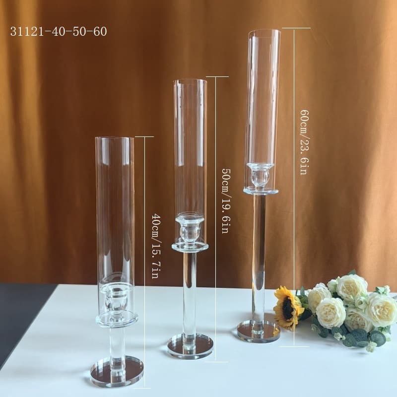 Cross-border Crystal Glass Candle Holder Decoration Premium Single-Head European Candle Holder Three-Piece Set for Buddha Worship and Deity Offering