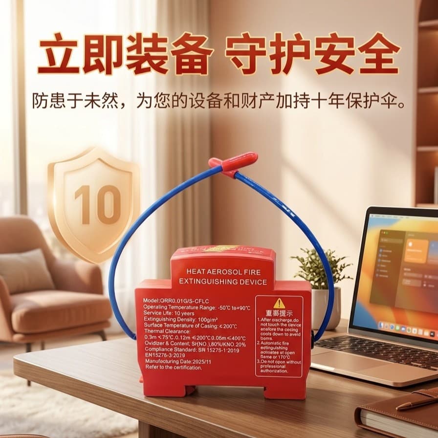 Rail-mounted fire suppression device, hot aerosol fire extinguisher, fully automatic distribution box fire suppression device, high-efficiency meter fire extinguishing
