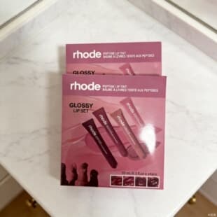 rhode Hailey Tinted Raspberry Ribbon Toast Espresso Lip Gloss Lip Oil 4-Piece Set