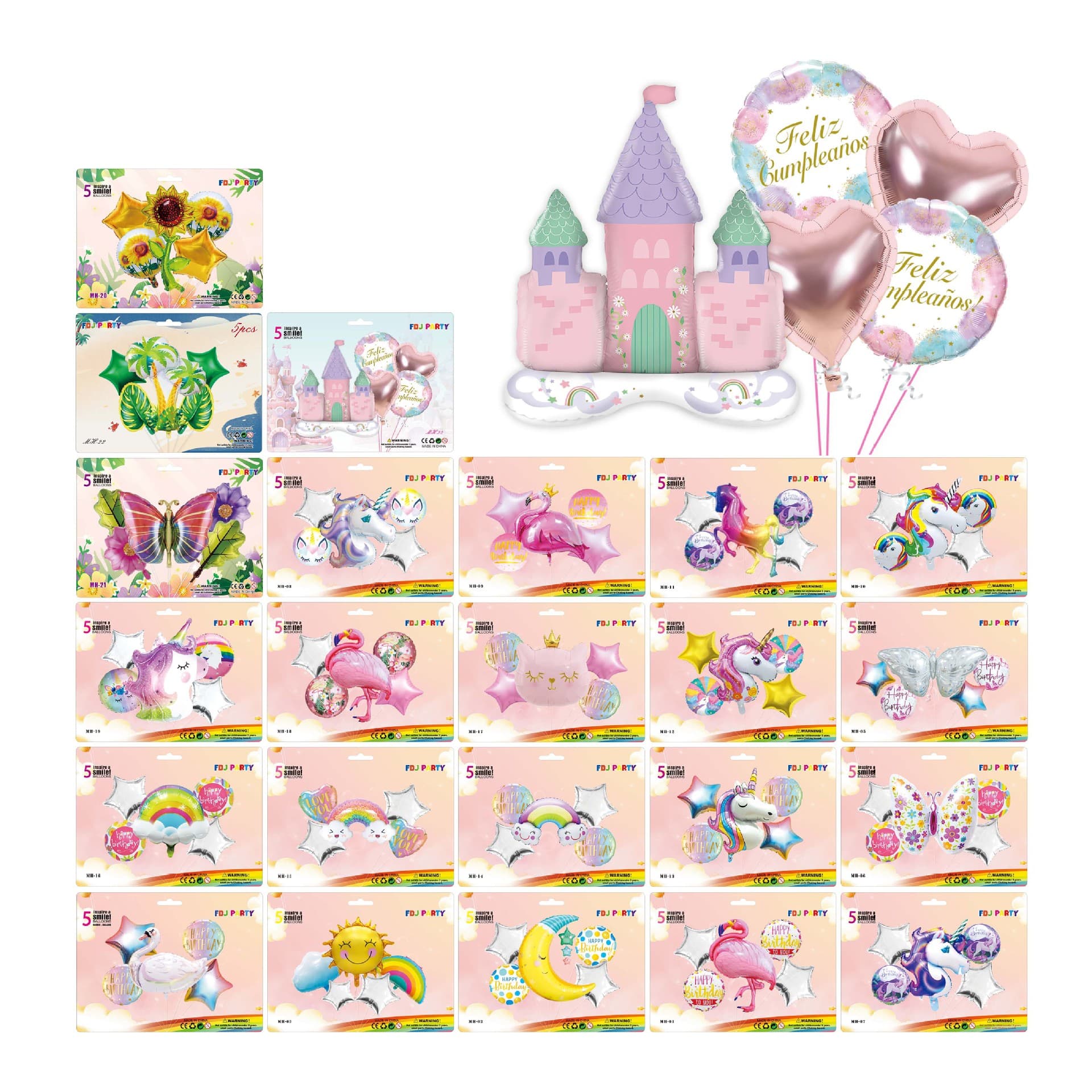 FDJPARTY Dream Castle Balloon Set Butterfly Sunflower Unicorn Rainbow Helium Balloons Birthday Decoration